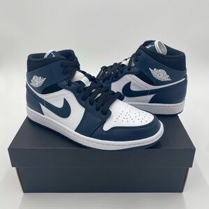 NEW!! Men’s Air Jordan 1 Mid Armory Navy/White-black